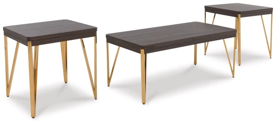 Signature Design By Ashley® Bandyn 3-Piece Brown/Champagne Table Set 1 Signature Design By Ashley® Bandyn 3-Piece Brown/Champagne Table Set