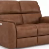 Flexsteel® Henry Russet Power Reclining Loveseat With Power Headrests And Lumbar