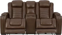 Signature Design By Ashley® Backtrack Chocolate Leather Power Reclining Loveseat/Console/Adjustable Headrest 15 Signature Design By Ashley® Backtrack Chocolate Leather Power Reclining Loveseat/Console/Adjustable Headrest -Furniture comprehensive store ca048975 1bd4 4cc1 8edf 5a9e4f5a9bb9