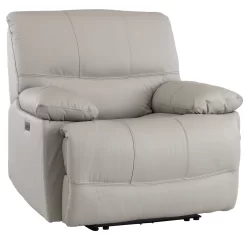 Man Wah Light Grey Leather Power Zero Gravity Recliner