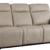 Man Wah Ivory Leather Power Zero Gravity Reclining Sofa