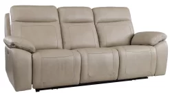 Man Wah Ivory Leather Power Zero Gravity Reclining Sofa