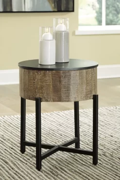 Signature Design By Ashley® Nashbryn Gray/Brown Round End Table -Furniture comprehensive store ccd8eb78 7345 4593 8fc8 fdf8a5e610a1