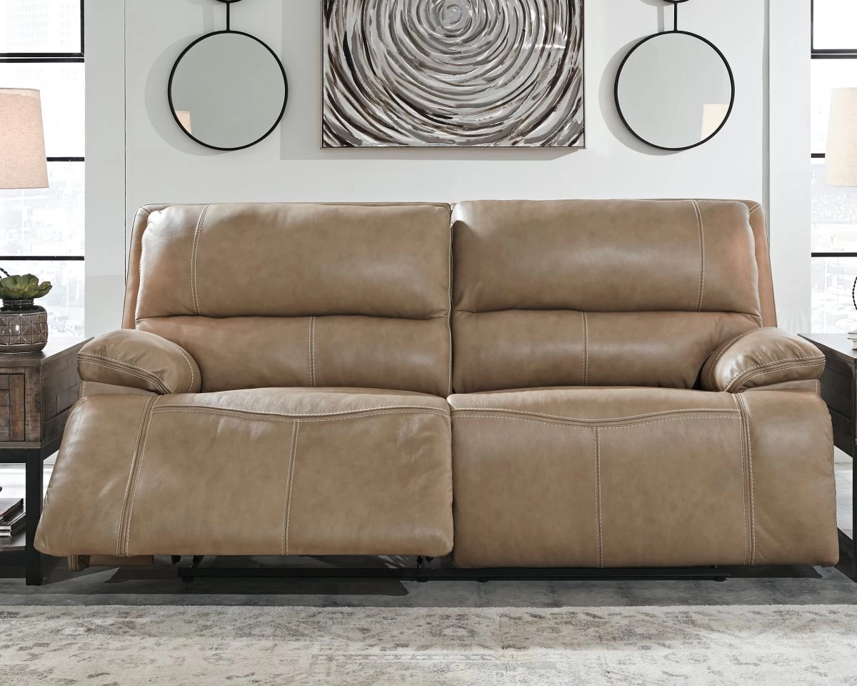 Signature Design By Ashley® Ricmen Putty Leather Power Reclining Sofa With Adjustable Headrest 5 Signature Design By Ashley® Ricmen Putty Leather Power Reclining Sofa With Adjustable Headrest - Image 5