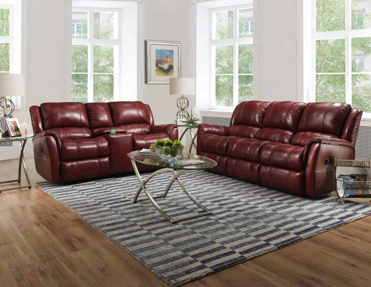 HomeStretch Red Double Reclining Sofa 2 HomeStretch Red Double Reclining Sofa - Image 2