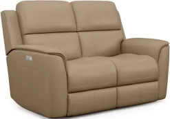 Flexsteel® Henry Beige Power Reclining Loveseat With Power Headrests And Lumbar