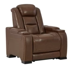Signature Design By Ashley® The Man-Den Mahogany Leather Power Recliner
