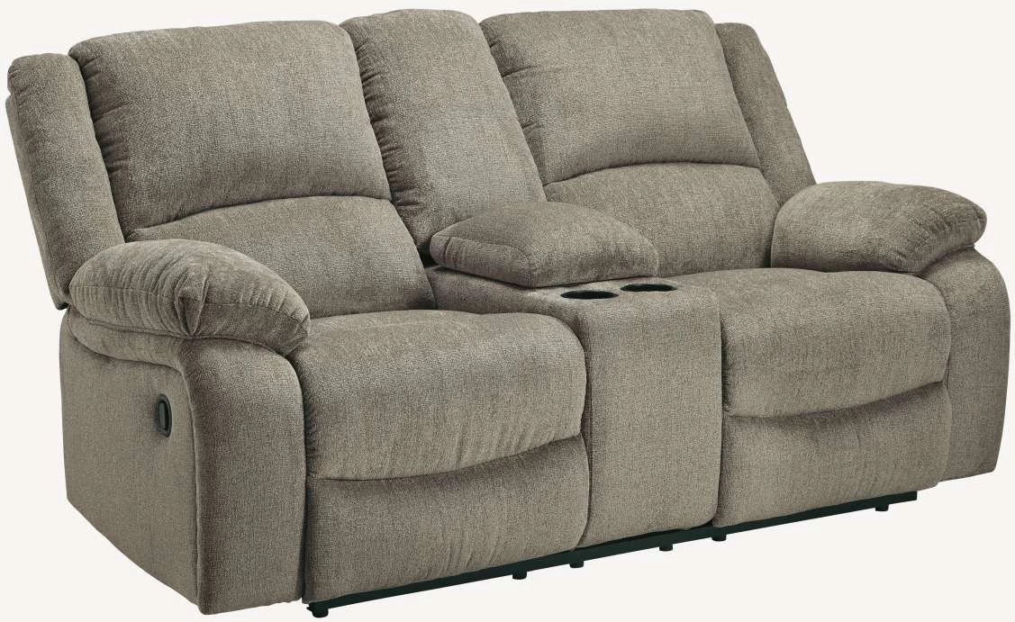Signature Design By Ashley® Draycoll Pewter Double Reclining Loveseat With Console 2 Signature Design By Ashley® Draycoll Pewter Double Reclining Loveseat With Console - Image 2