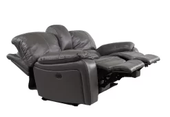 Man Wah Gray Leather Power Reclining Console Loveseat -Furniture comprehensive store d6ddd353 fe1e 4222 a96e 0d53b1088a9d
