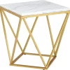 Elements International Riko Marble/Gold End Table