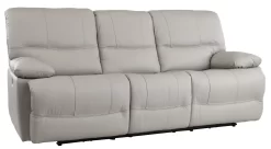 Man Wah Light Grey Leather Power Zero Gravity Reclining Sofa