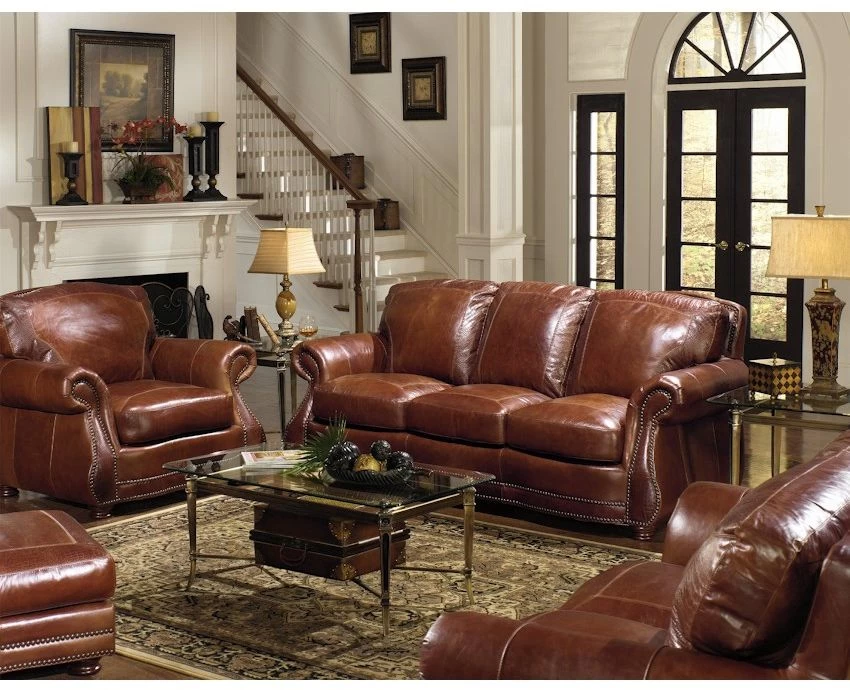 USA Premium Leather Furniture 9055 Brandy Gator All Leather Sofa 4 USA Premium Leather Furniture 9055 Brandy Gator All Leather Sofa - Image 4