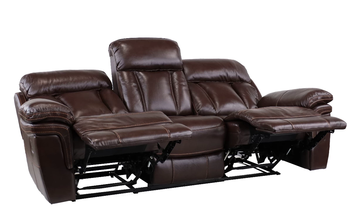 Man Wah Brown Leather Reclining Sofa 10 Man Wah Brown Leather Reclining Sofa - Image 10