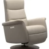 Stressless® By Ekornes® Mike Medium All Leather Fog Power Swivel Recliner Chair