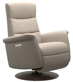 Stressless® By Ekornes® Mike Medium All Leather Fog Power Swivel Recliner Chair