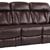 Man Wah Brown Leather Reclining Sofa