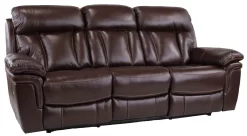 Man Wah Brown Leather Reclining Sofa