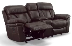 Man Wah Brown Leather Gliding Reclining Console Loveseat -Furniture comprehensive store eee88600 0cfc 48ac 8b5d a7dcb388954a