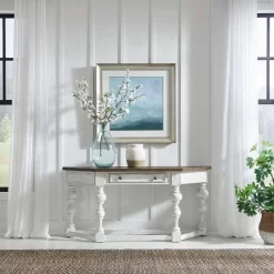 Liberty River Place Riverstone White And Tobacco Accent Console Table -Furniture comprehensive store eff59347 a12f 4944 8907 ed4517615673