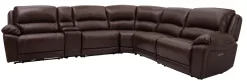 Man Wah Brown 6 Piece Power Reclining Leather Sectional