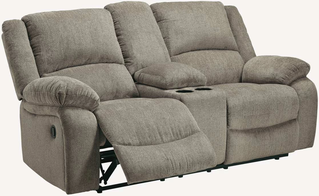 Signature Design By Ashley® Draycoll Pewter Double Reclining Loveseat With Console 4 Signature Design By Ashley® Draycoll Pewter Double Reclining Loveseat With Console - Image 4