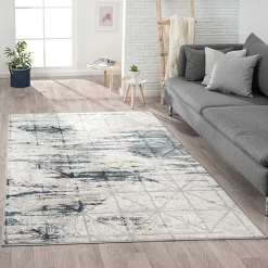LR Home Antalya Blue/Beige 8'x10' Rectangular Rug -Furniture comprehensive store f4889960 b152 447a b674 9385934172b7