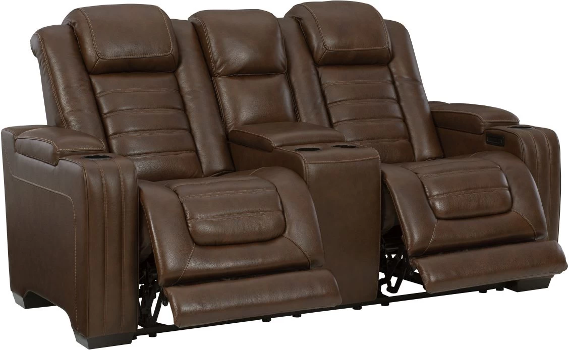 Signature Design By Ashley® Backtrack Chocolate Leather Power Reclining Loveseat/Console/Adjustable Headrest 5 Signature Design By Ashley® Backtrack Chocolate Leather Power Reclining Loveseat/Console/Adjustable Headrest - Image 5