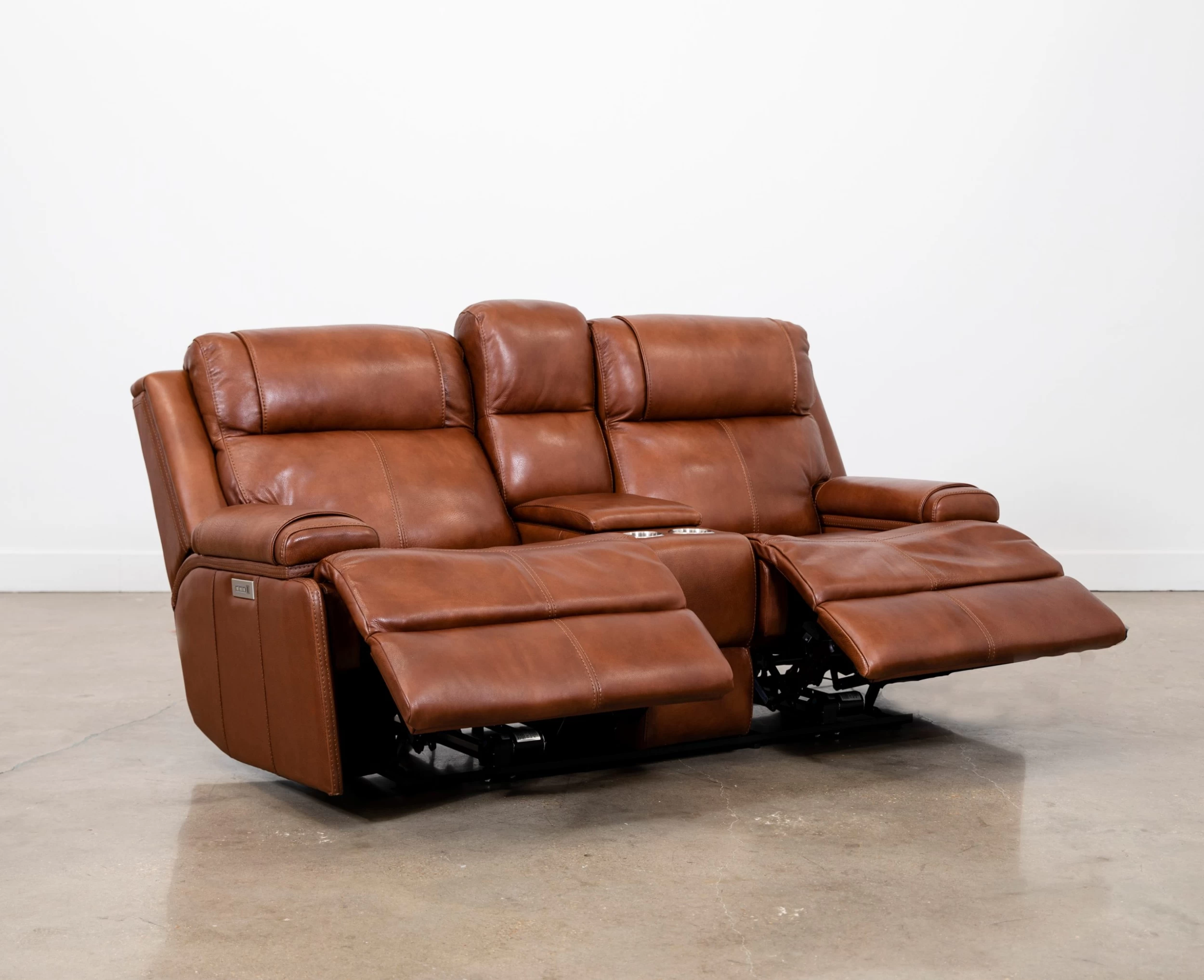 Hi-Rock Home Teton Trail Leather Power Triple Reclining Console Loveseat 2 Hi-Rock Home Teton Trail Leather Power Triple Reclining Console Loveseat - Image 2