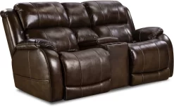 HomeStretch Custom Comfort Leather Power Console Loveseat