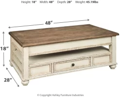Signature Design By Ashley® Realyn White/Brown Lift Top Coffee Table -Furniture comprehensive store f71ea0d9 09d0 4324 b459 a83a8f692ad3