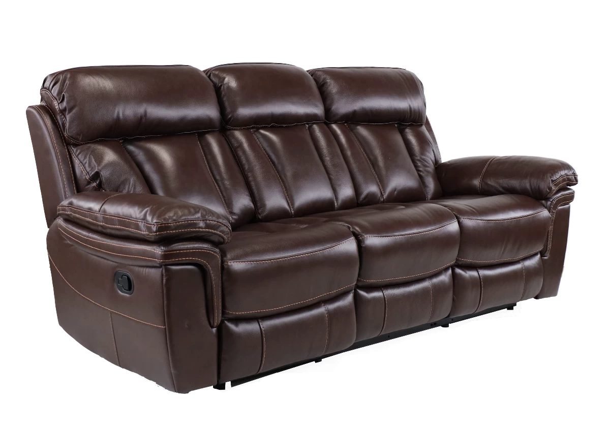 Man Wah Brown Leather Reclining Sofa 3 Man Wah Brown Leather Reclining Sofa - Image 3