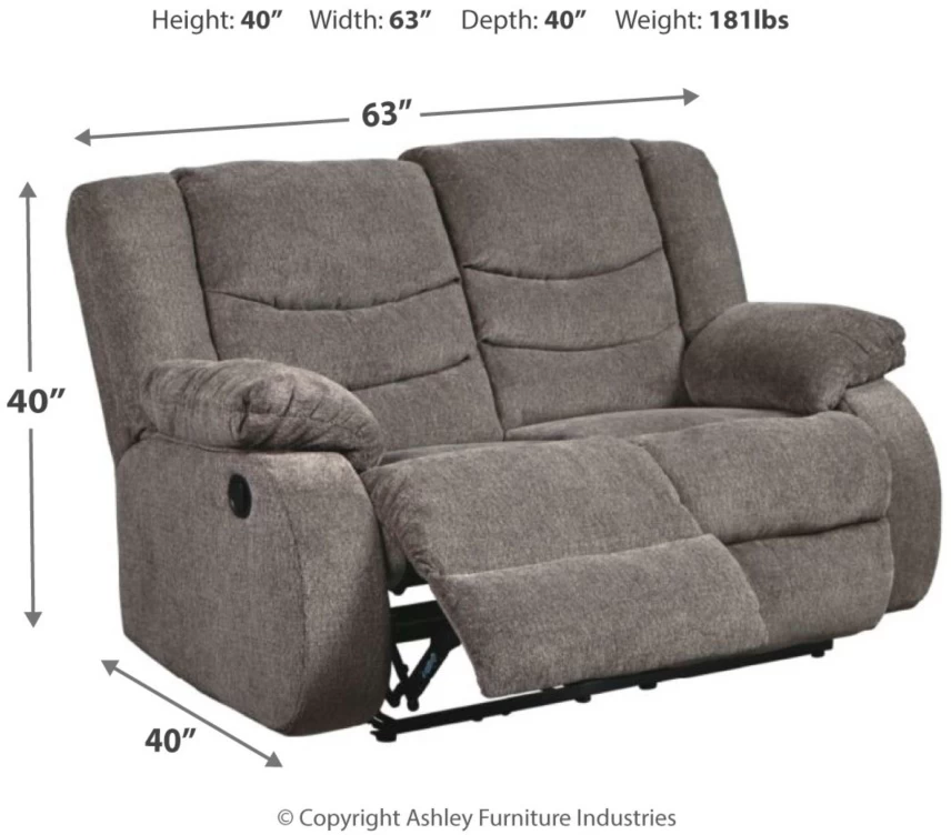 Signature Design By Ashley® Tulen Gray Reclining Loveseat 4 Signature Design By Ashley® Tulen Gray Reclining Loveseat - Image 4