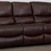 Man Wah Brown Leather Power Reclining Sofa