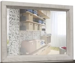 International Furniture Direct Stone Wood Mirror