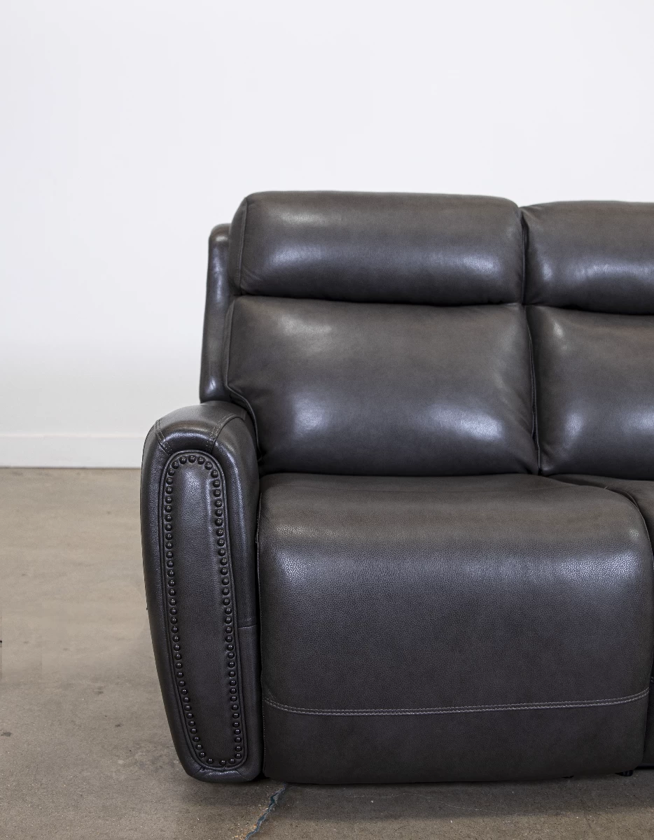 Man Wah Charcoal Leather Power Reclining Console Loveseat 4 Man Wah Charcoal Leather Power Reclining Console Loveseat - Image 4