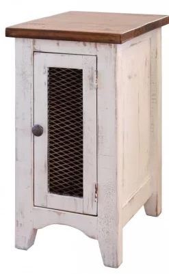 International Furniture Direct Pueblo White Chair Side Table